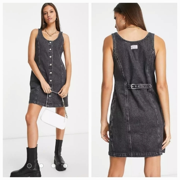 Levi's Tuli Denim Button Down Mini Dress Black Stonewash Size S - Picture 1 of 17
